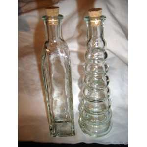  Decorative Clear Glass Bottles (Pair) 