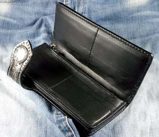 DRAGON RUGGED RIDER CUSTOM CARVED BLACK LEATHER WALLET  