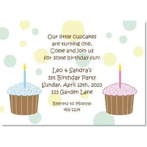  Twins Boy & Girl Cupcakes Party Invitations Health 