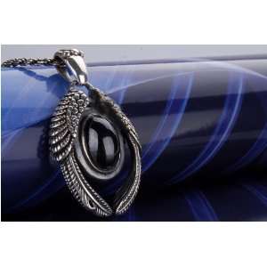 Black Onyx Gemstone Necklace Sterling Silver Gothic Jewelry for Guys 