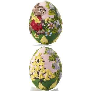 Personalized Needlepoint Bunny Blown Egg Christmas Ornament  