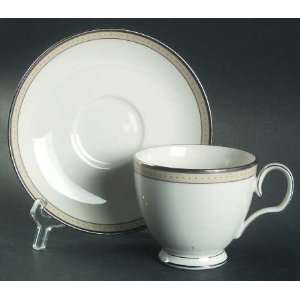 Noritake Cameroon Sand Footed Cup & Saucer Set, Fine China Dinnerware 