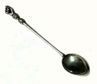 RAREST little silver spoon with figa fist lucky on top  