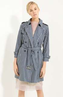 MARC JACOBS Gingham Print Coated Silk Trench Coat  