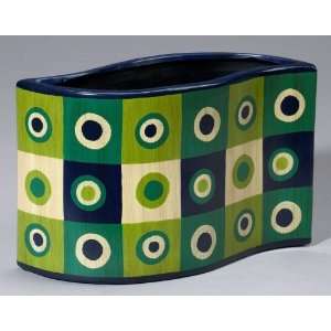  Checkered Porcelain Planter in Green & Blue Electronics