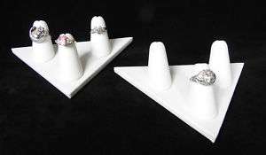 Two 3 Finger Ring Display White Jewelry Showcase  