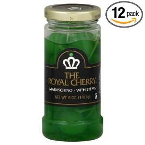 Royal Willmette Green with Stem Marachino Cherry, 6 Ounce (Pack of 12)