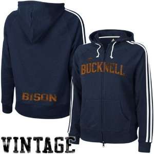 adidas Bucknell Bison Ladies Navy Blue College Town Full Zip Vintage 