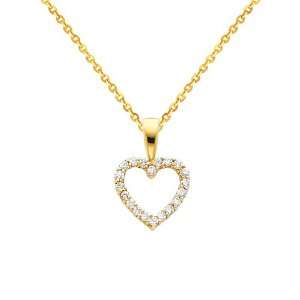  Cubic Zerconia Charm Pendant with Yellow Gold 1.2mm Side Diamond cut 