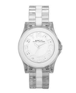 Marc by Marc Jacobs Watch, Womens Rivera Clear Plastic and White 
