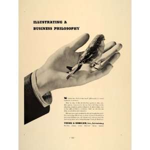 1937 Ad Young & Rubicam Advertising Bird in the Hand   Original Print 