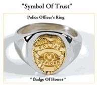 POLICE OFFICER SYMBOL OF TRUST STAINLESS STEEL SILVER RING BADGE OF 