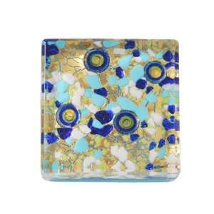  2.5 Capri Murano Glass Paperweight Square  Blue 