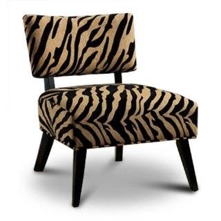  MAN CAVE Zebra Print Walnut Oversize Chair Entry Accent 