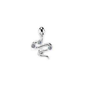   Belly Button Ring Navel Flower CZ Snake Top Down Body Jewelry 14 Gauge
