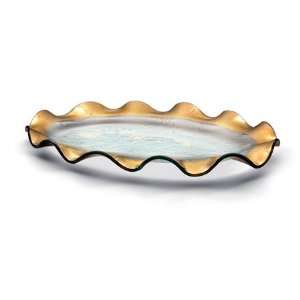  Annieglass Ruffle Oval Platter Gold