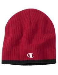 Champion Brand Knit Beanie Hat with C Logo   Red