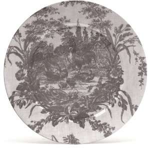Set of Six 13 Black Toile Rooster Chargers 