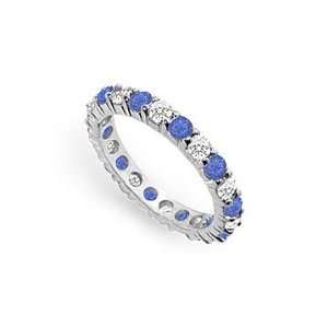   and Blue Sapphire Eternity Band  14K White Gold 2.00 CT TGW Jewelry