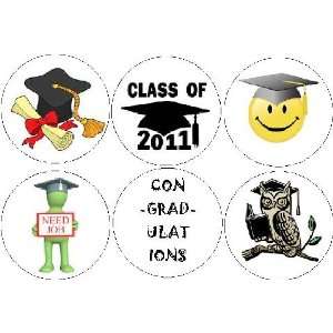  Set of 6 Graduation CLASS OF 2011 1.25 MAGNETS ~ Graduate 