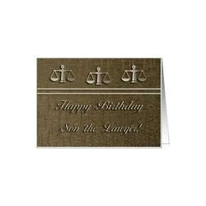   Birthday to Son the Lawyer, Legal Scales in Gold Card Toys & Games