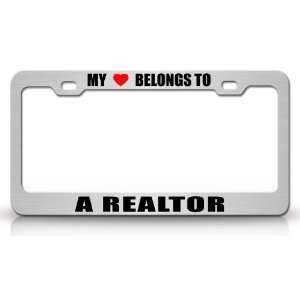 MY HEART BELONGS TO A REALTOR Occupation Metal Auto License Plate 