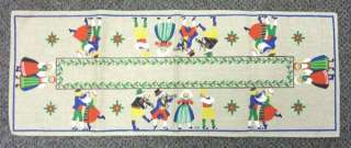   Swedish Woven Hand Painted Dancing Music Table Runner 25 x 9.5 GREAT
