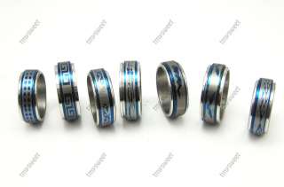 36pcs blue tone spinner stainless steel rings  