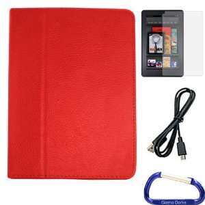  Gizmo Dorks Faux Leather Folio Case (Red), Screen 