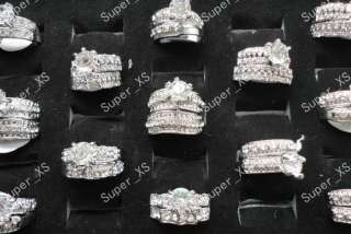wholesale jewelry lots 5pcs zircon rhinestone silver Plated rings free 