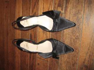 Christian Louboutin black satin Doreet bow heels Size 8