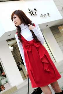 New Korea Lady Fashion Sweet Bow knot Vest Mini Dress Sundress Jumper 