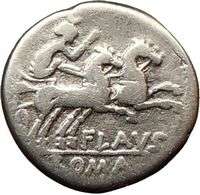 Roman Republic Decimius Flavus LUNA Selene ROMA Ancient Silver Coin 