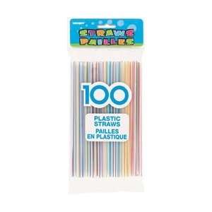  Unique Industries Plastic Straws 100/Pkg Striped; 12 Items 