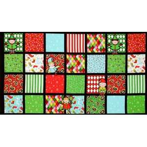   Wide One Crazy Christmas Eve Elf Panel Green/Red Fabric By The Panel