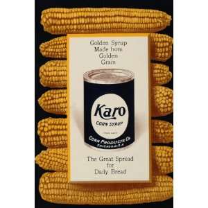  1904 Original COLOR Ad Karo Corn Syrup Can Corn Cob 