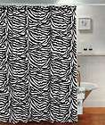 New Black/White Zebra Pattern Fabric Shower Curtain with Pearl Style 