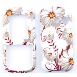  LG Rumor 2 LX265 White Flowers with Red Leaves Hard Case 