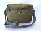 Authentic PRADA Nylon Khaki Shoulder Bag Cross Body Bag Messenger Bag