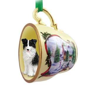  Border Collie Christmas Ornament Holiday Scene Tea Cup 