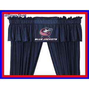   Blue Jackets Window Valance & 63in Drapes/Curtains