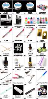 Nail art UV gel Lamp Pen Color Gel False Tips Kit ZZ  