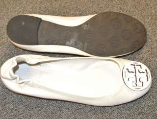 Tory Burch REVA White Patent Leather Ballet Flats 8  