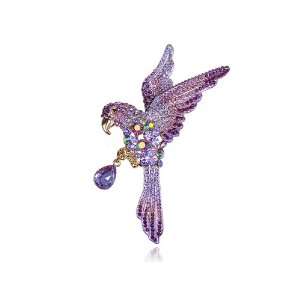 Lavender Purple Tropical Parrot Bird AB Swarovski Rhinestone Crystal 