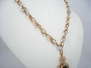   Crivelli 0.76ct Diamond & Onyx 18K Pink Gold Necklace Italian Made