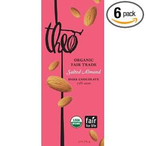 Theo Classics Dark Chocolate with Salted Almonds, 3 Ounce (Pack of 6 