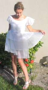   TIERED layered short bridal WHITE WEDDING MINI DRESS M gown  