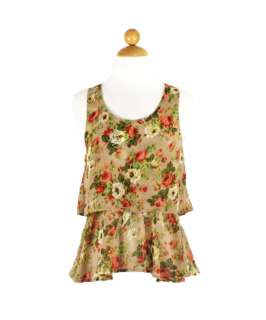 Vintage Lolita NEW Free Hippie Boho People Floral Ruffled Tunic Top 