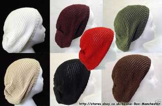 Slouchy Crochet knitted Swirl pattern Beanie beret Hat  
