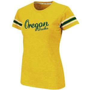 Oregon Ducks Ladies Backspin Crew Slub T Shirt   Yellow  